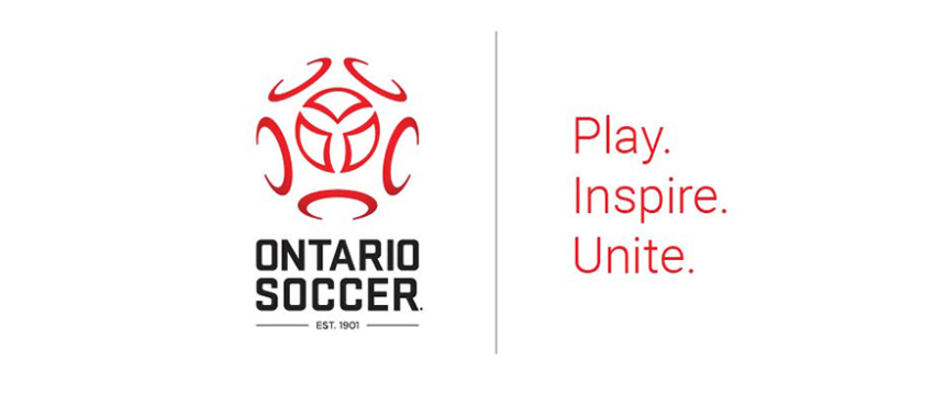 Ontario Soccer Logo with word: Play. Inspire. Unite.